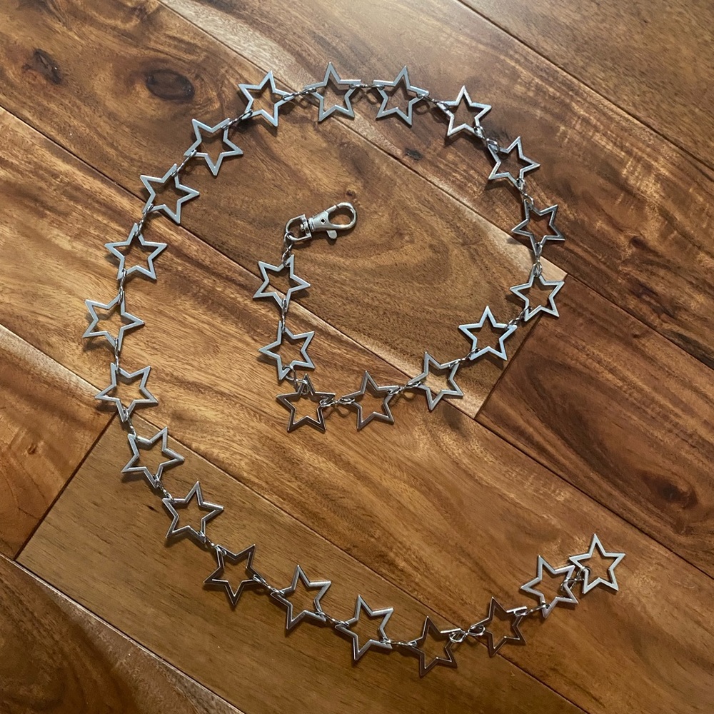 silver brandy melville star belt